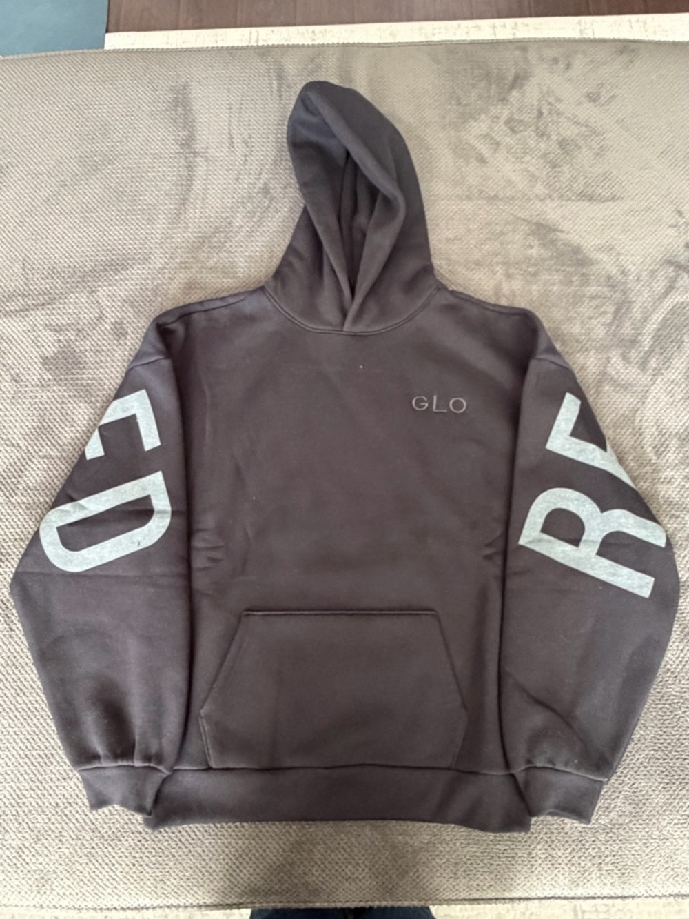 GLO Black Hoodie with Silver Sleeve Graphics